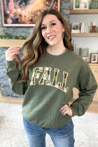 Plaid FALL Faux Stitched Pullover Sweatshirt