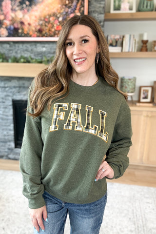 Plaid FALL Faux Stitched Pullover Sweatshirt