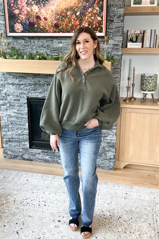 Snap Happy Pullover Sweatshirt
