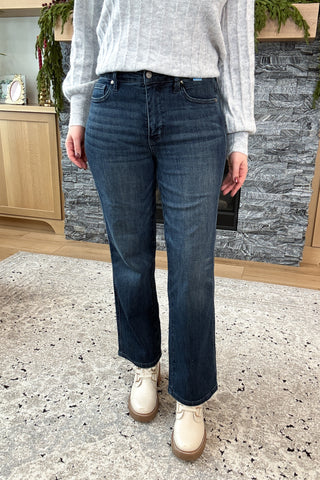 Helina Mid Rise Tummy Control Straight Leg Petite Judy Blue Jeans