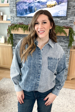 Malika Mixed Striped Denim Oversized Shirt