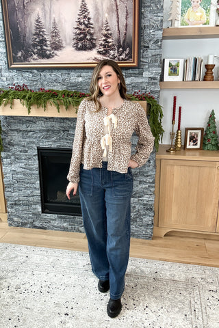 Janet Tie Front Animal Print Cardigan