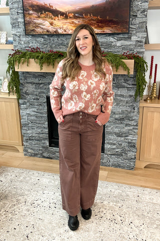 Payton High Rise Double Button Wide Leg Mica Jeans