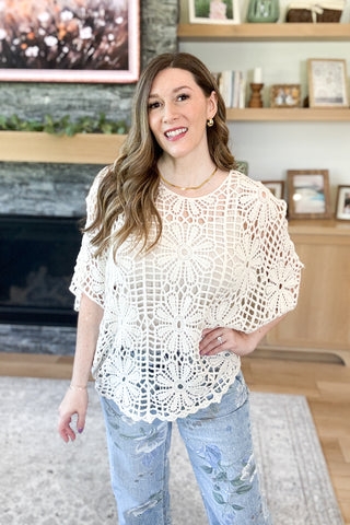 Minka Floral Crochet Open Knit Top