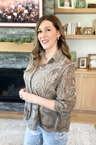 Daydreamer Boho Embroidered Button Down Top