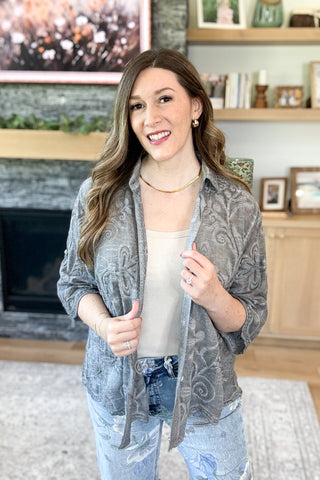 Daydreamer Boho Embroidered Button Down Top