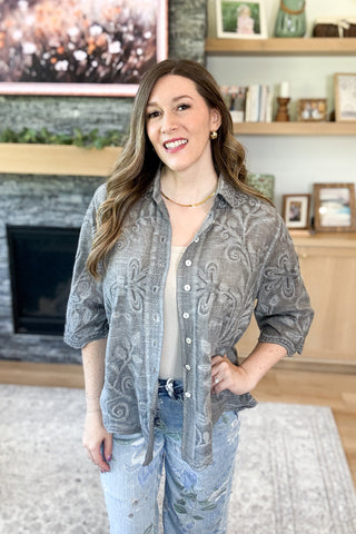 Daydreamer Boho Embroidered Button Down Top