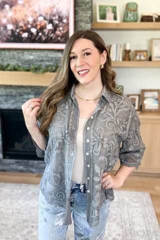 Daydreamer Boho Embroidered Button Down Top