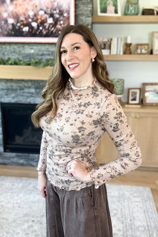 Garden Rose Mock Neck Knit Top