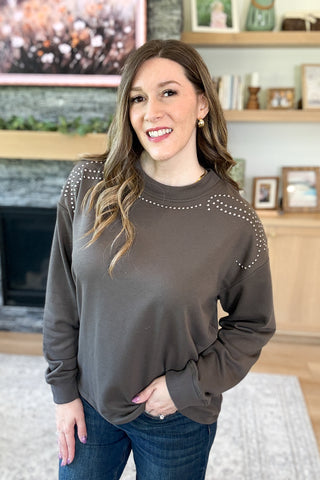 Audrah Studded Pullover Sweatshirt