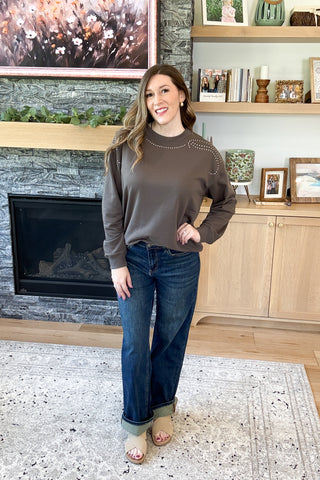 Audrah Studded Pullover Sweatshirt