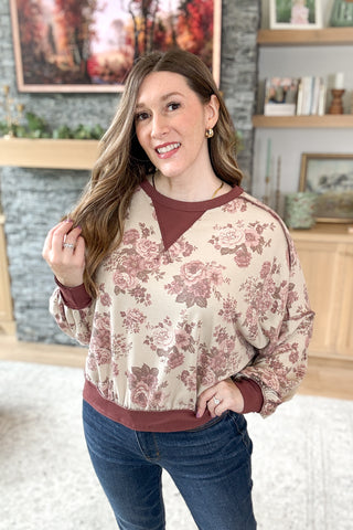 Rosegold Vintage Floral Knit Pullover Top