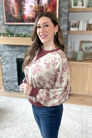 Rosegold Vintage Floral Knit Pullover Top