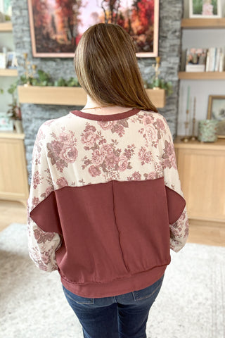 Rosegold Vintage Floral Knit Pullover Top