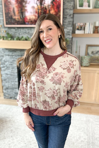 Rosegold Vintage Floral Knit Pullover Top