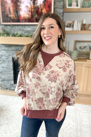 Rosegold Vintage Floral Knit Pullover Top