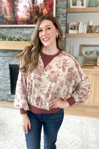 Rosegold Vintage Floral Knit Pullover Top