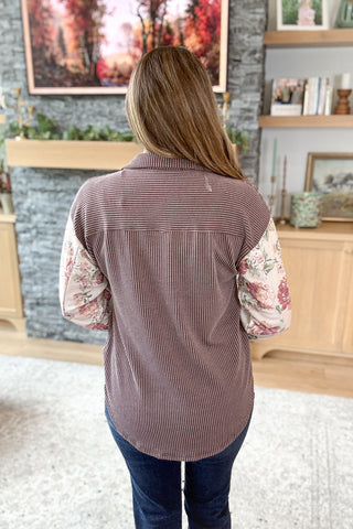 Java Rose Mixed Media Button Down Shacket