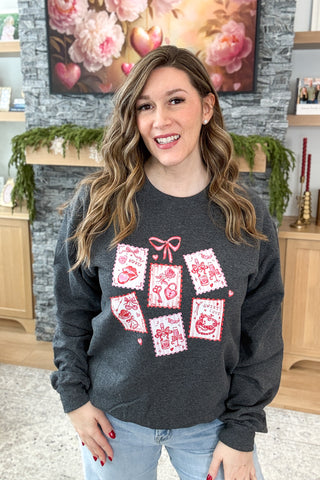 Valentine Stamps Pullover Sweatshirt (MADE TO ORDER)