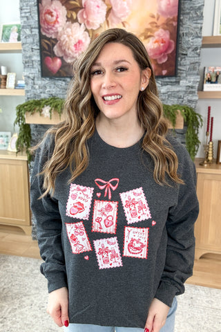 Valentine Stamps Pullover Sweatshirt (MADE TO ORDER)