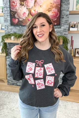 Valentine Stamps Pullover Sweatshirt (MADE TO ORDER)