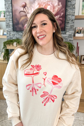 Romantic Champagne Glasses Pullover Sweatshirt (MADE TO ORDER)