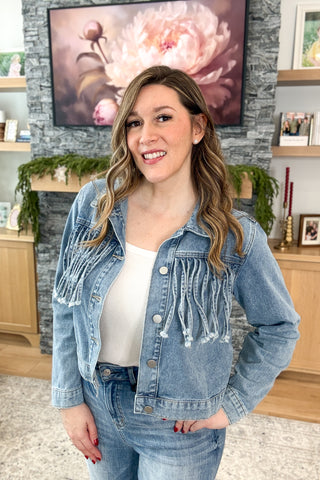 Axyl Denim Fringe Jacket