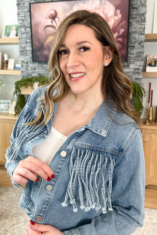 Axyl Denim Fringe Jacket