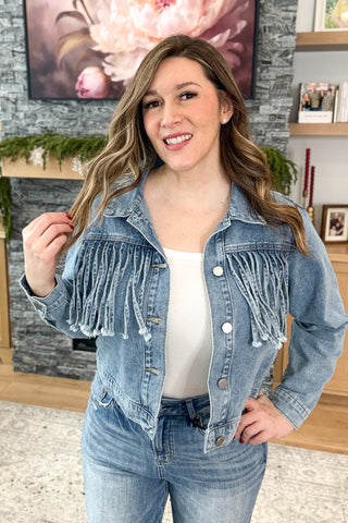 Axyl Denim Fringe Jacket