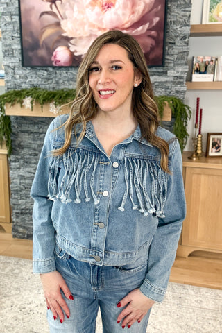 Axyl Denim Fringe Jacket