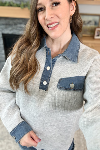 Oaklie Denim Collar Sweater