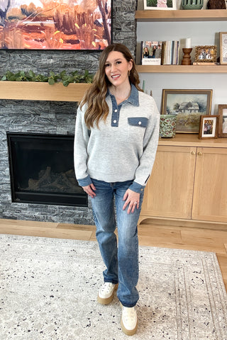 Oaklie Denim Collar Sweater