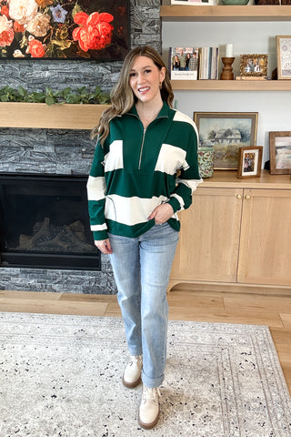 Campus Bound Half Zip Pullover Top
