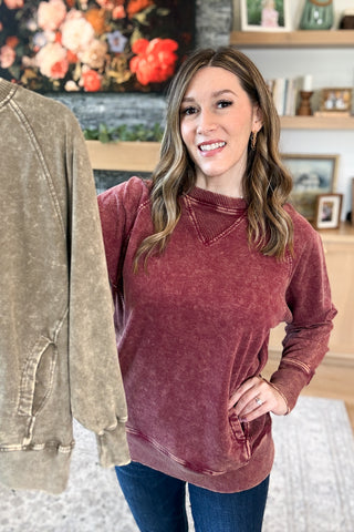 Josie Acid Wash Pullover Sweatshirt