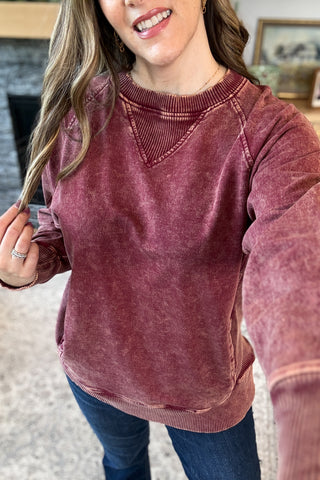 Josie Acid Wash Pullover Sweatshirt