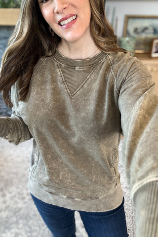 Josie Acid Wash Pullover Sweatshirt