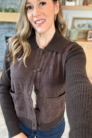 Brownstone Suede Contrast Sweater Jacket