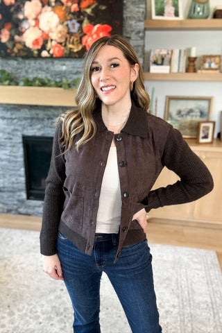 Brownstone Suede Contrast Sweater Jacket