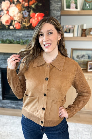Brownstone Suede Contrast Sweater Jacket