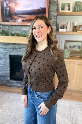Donna Polka Dot Button Down Cardigan