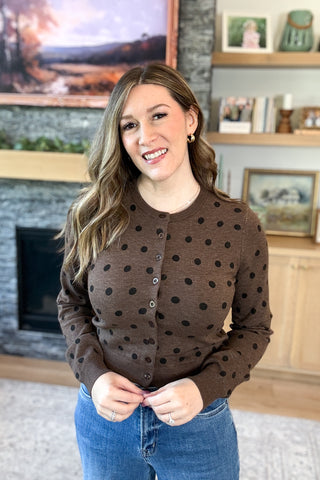 Donna Polka Dot Button Down Cardigan