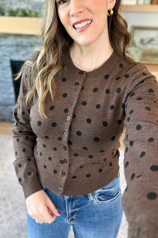 Donna Polka Dot Button Down Cardigan