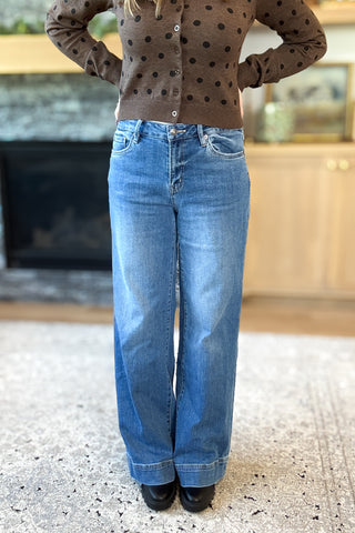 Sofia Mid Rise Wide Leg Mica Jeans