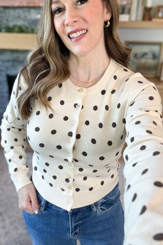 Donna Polka Dot Button Down Cardigan
