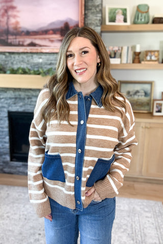Mirah Denim Trim Sweater Cardigan