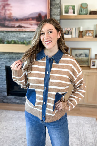 Mirah Denim Trim Sweater Cardigan