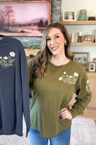 Daisie Embroidered Long Sleeve Top