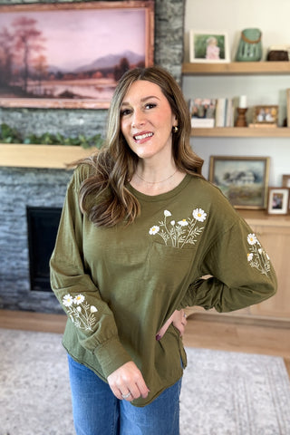 Daisie Embroidered Long Sleeve Top