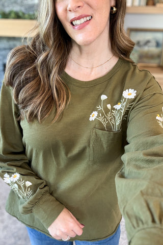 Daisie Embroidered Long Sleeve Top