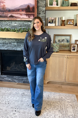 Daisie Embroidered Long Sleeve Top